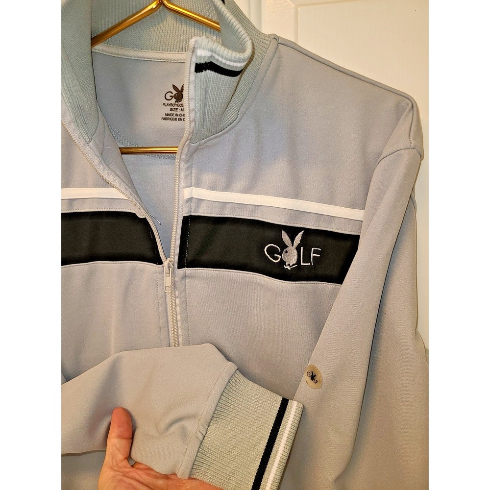 MENS ALL WEATHER 80s JACKET PLAYBOY GOLF Full‎ ZIP NECK POLYESTER Medium